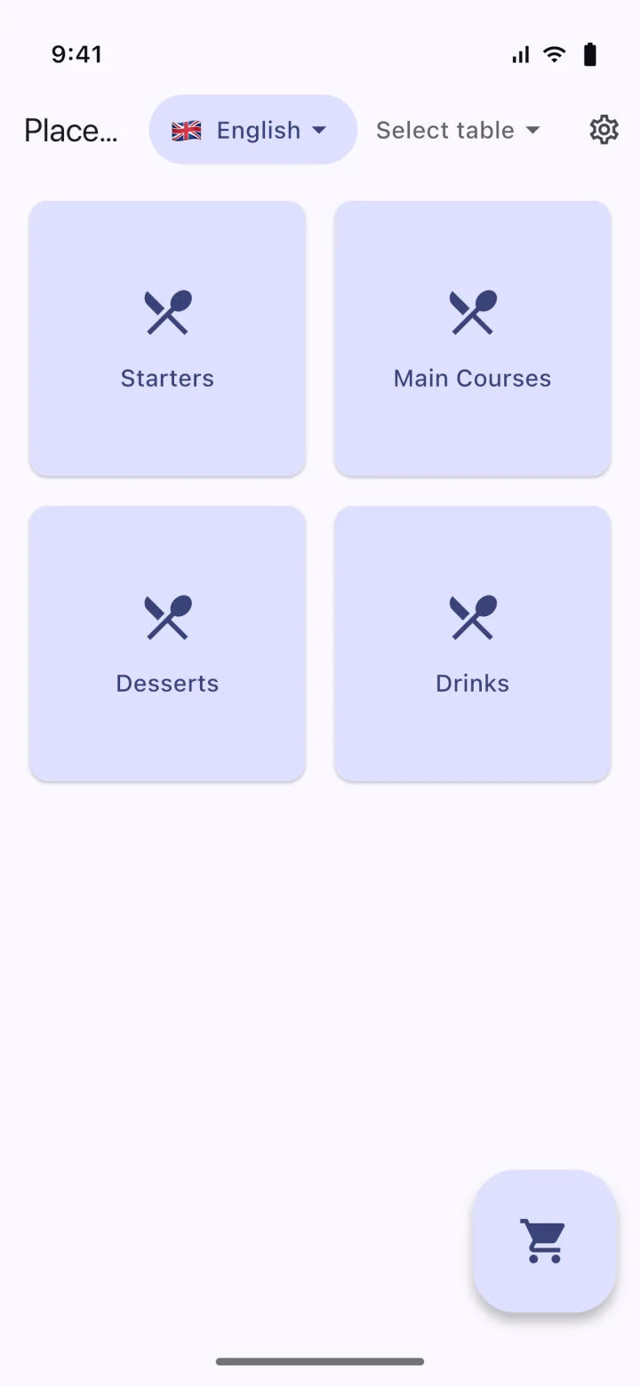 HMS POS Self Service mobile app — Menu: QR menu categories and products