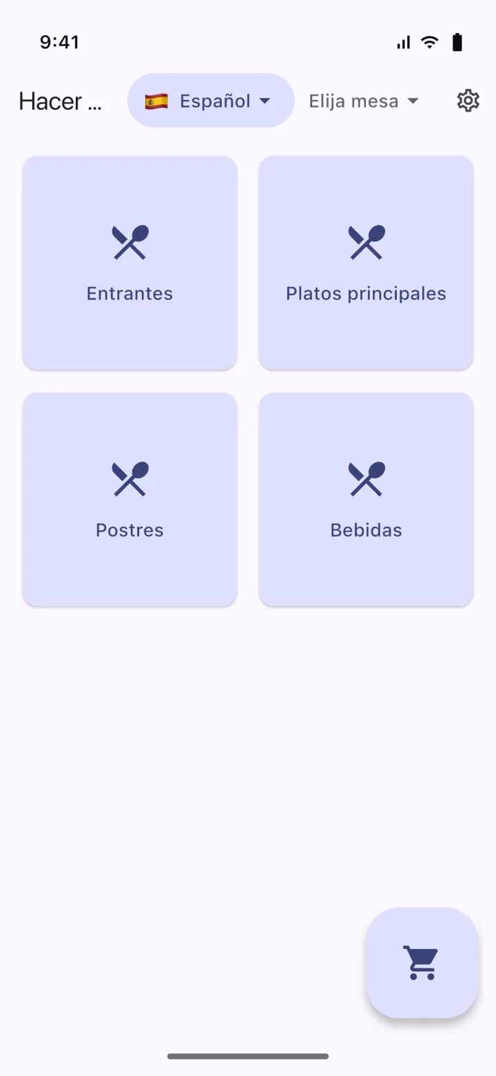 HMS POS Autoservicio aplicación móvil — Carta: categorías y productos de la carta QR
